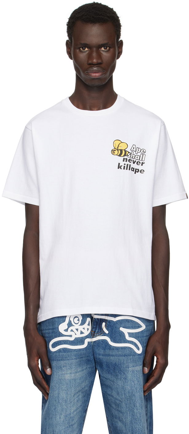 T-shirt BAPE Bee Logo T-shirt Hvid | 001TEK301045M, 0