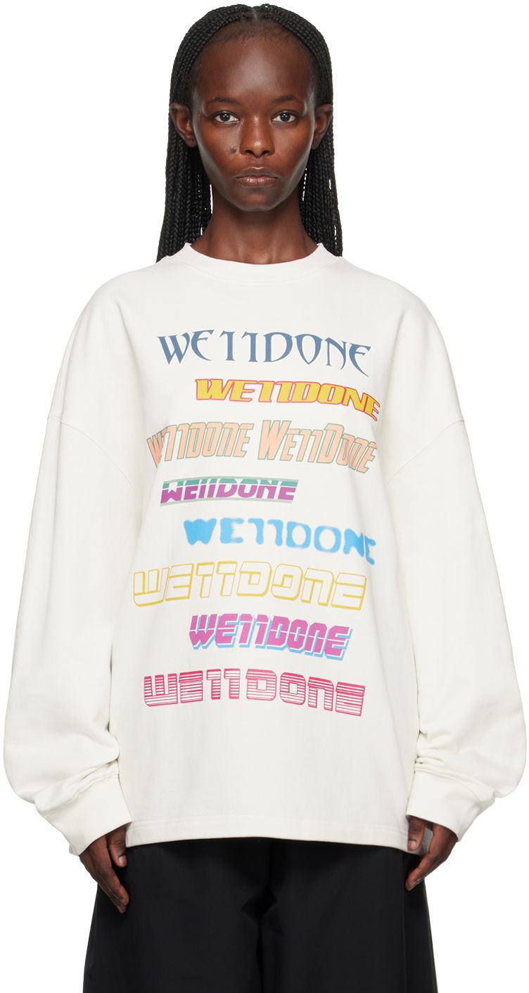 Sweatshirt We11done We11done Printed Sweatshirt Hvid | WD-TP5-19-114-U-WH