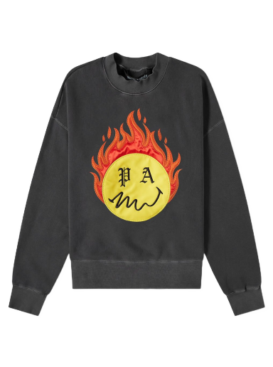 Sweatshirt Palm Angels Burning Head Crew Sweatshirt Sort | PMBA026R21FLE0051018