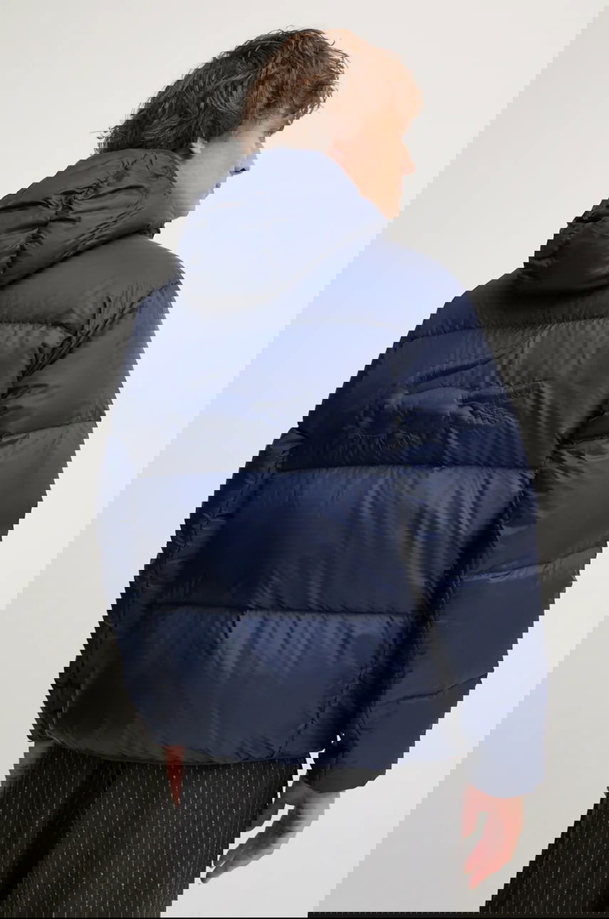 Puffer jakke Lacoste Hooded Winter Puffer Jacket with Embossed Back Design Mørkeblå | BH2905, 0