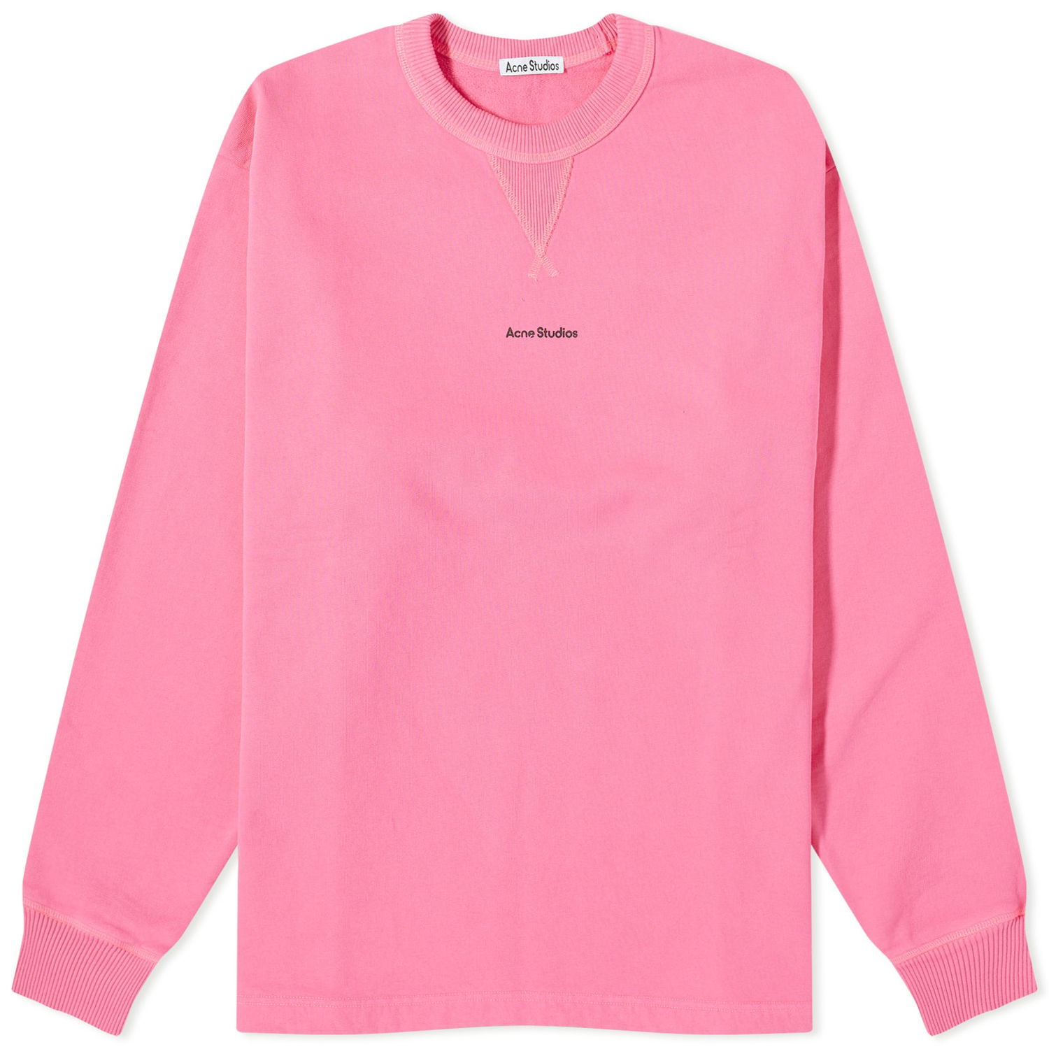 Sweatshirt Acne Studios Fin Stamp Crew Sweat Neon Pink Lyserød | BI0184-ASA, 0