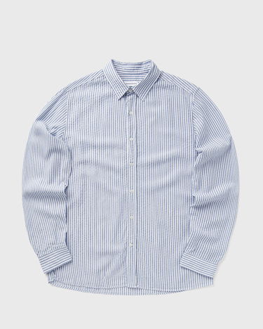 Skjorte Edmmond Studios Lobby Striped Seersucker Shirt Blå | 125-10-10550, 0