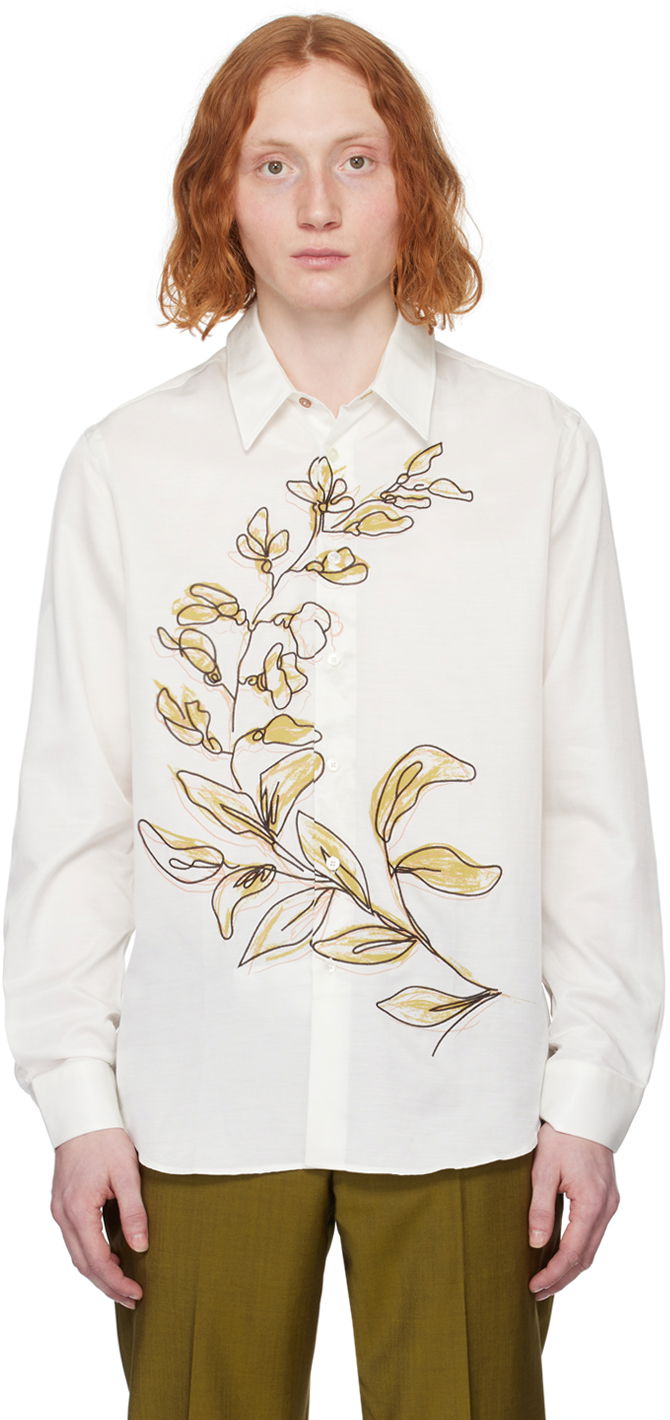 Skjorte Paul Smith Paul Smith Embroidered Shirt Hvid | M1R-700YE-M02263-04, 0