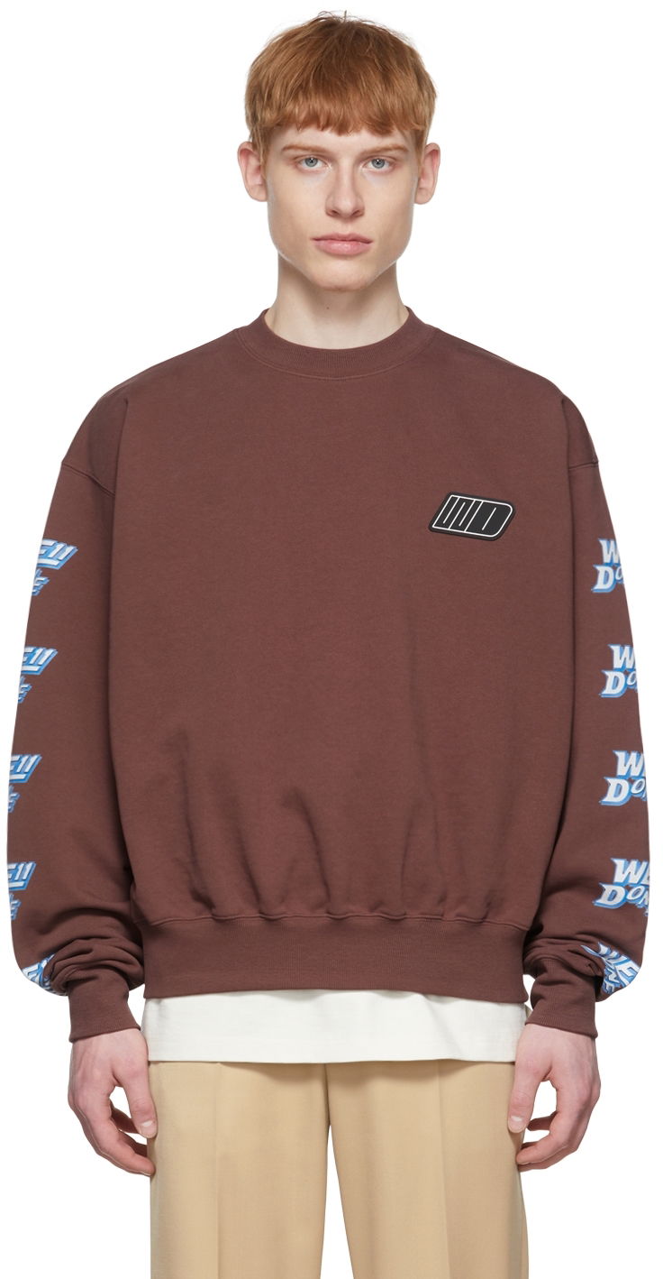 Sweatshirt We11done We11done Cotton Graphic Sweatshirt Brun | WD-TS1-22-693-U-BR
