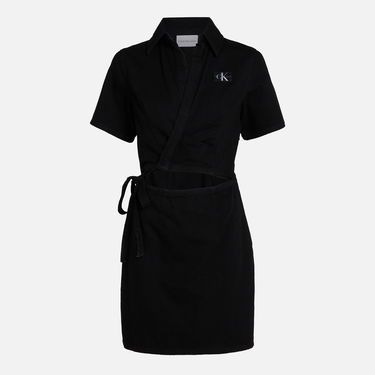 Jeans CALVIN KLEIN Jeans Short Sleeve Cotton-Blend Wrap Dress - S Sort | J20J2236661BY, 1