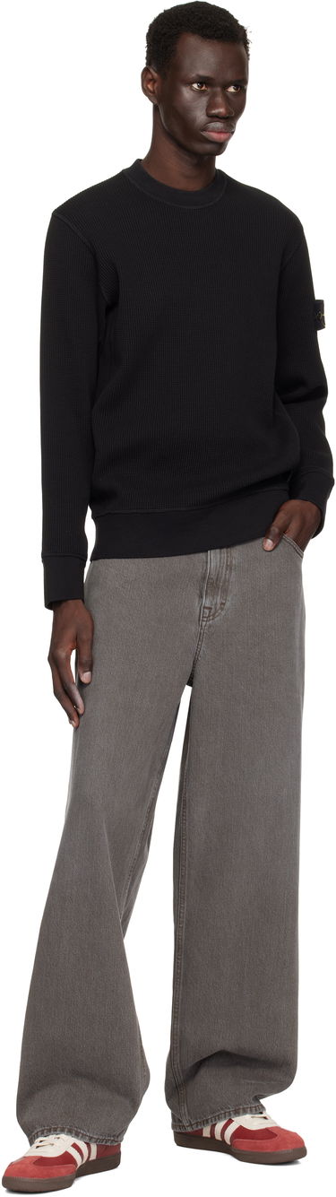 Sweater Stone Island Stone Island Waffle Fleece Sweatshirt Sort | K1S15 6100008 S0044, 4