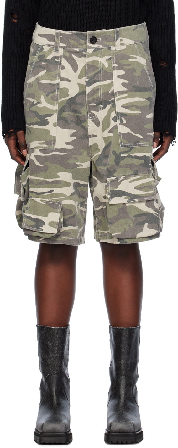 Shorts We11done We11done Camo Cargo Shorts Grøn | WD-PT0-24-207-M-BG