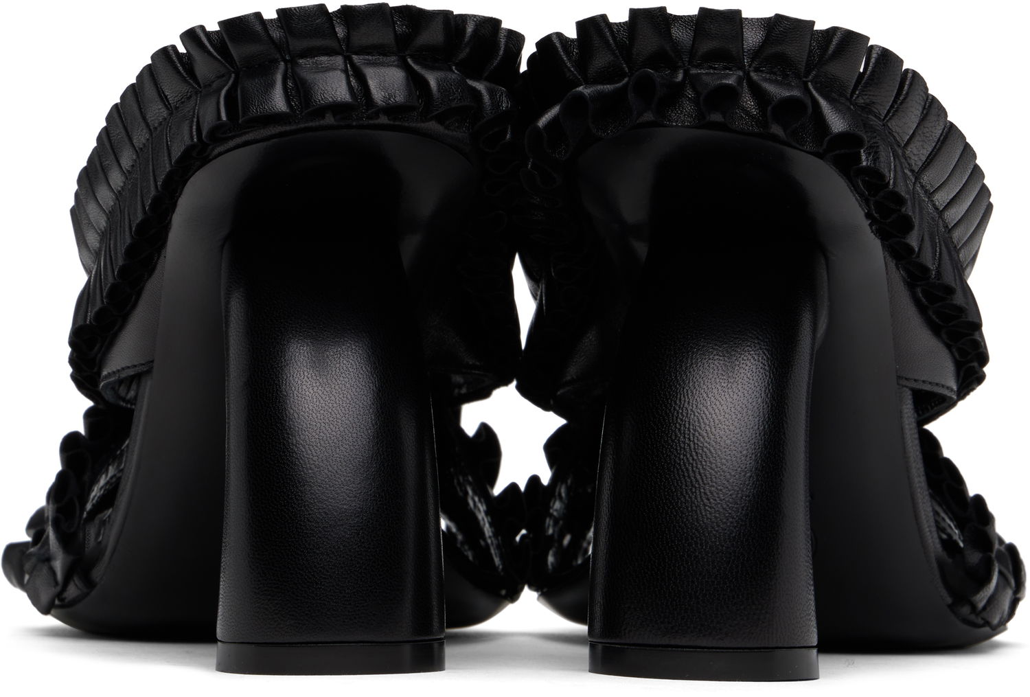 Tilbehør Dries Van Noten Dries Van Noten Ruffled Leather Heeled Sandals Sort | WS251-1566-150, 1