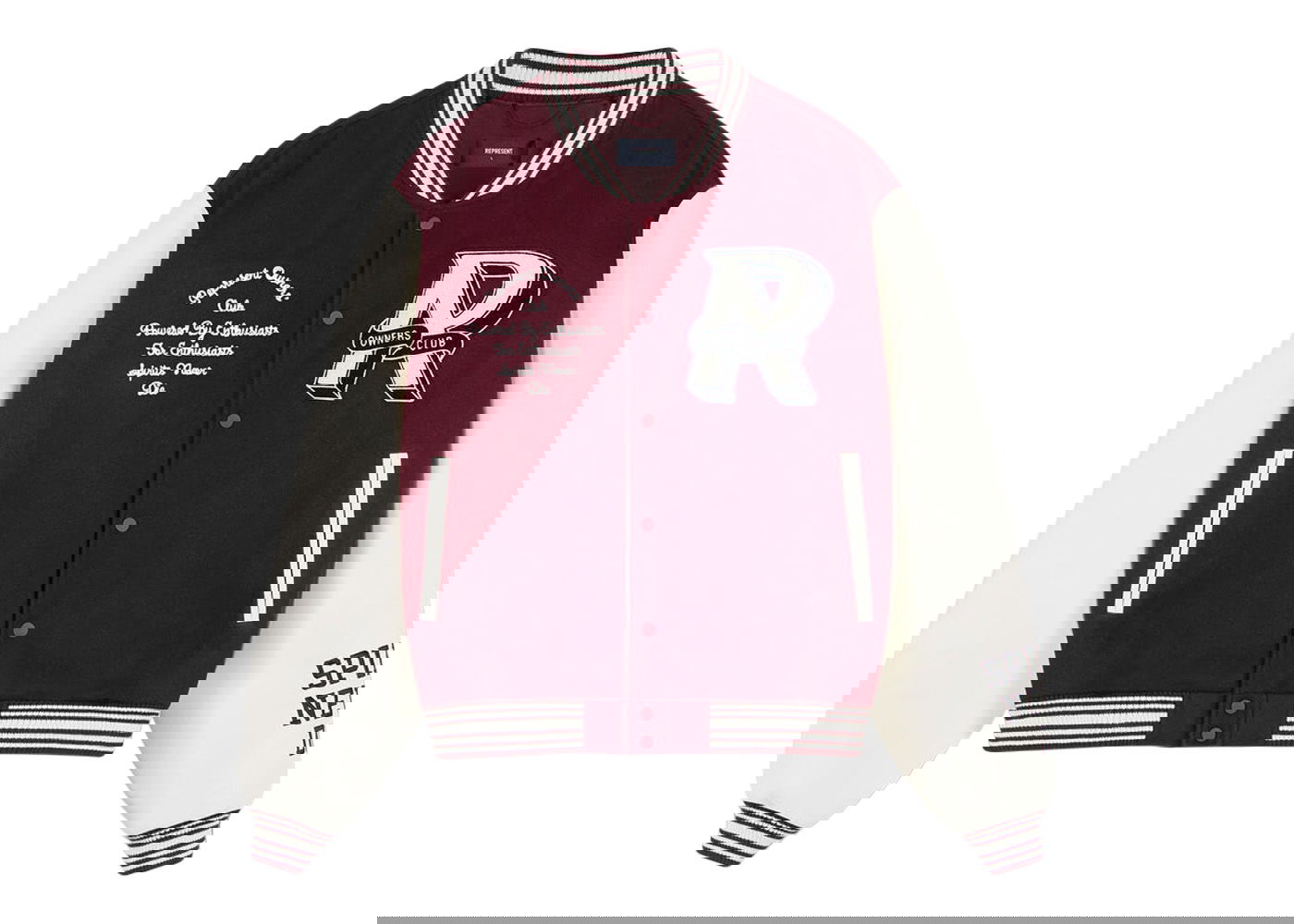 Jakke Represent Clo Represent Owners Club Varsity Jacket Maroon/White Bourgogne | M01204-241, 0