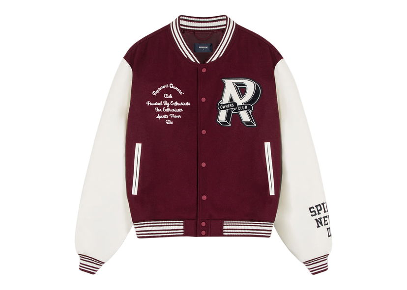 Jakke Represent Clo Represent Owners Club Varsity Jacket Maroon/White Bourgogne | M01204-241