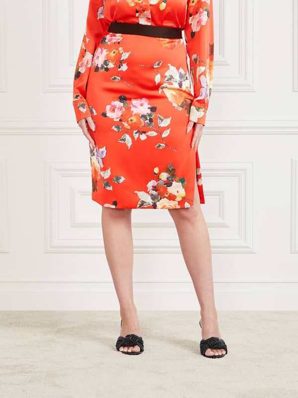 Nederdel GUESS Marciano Floral Print Mini Orange | 3BGD019927Z, 0