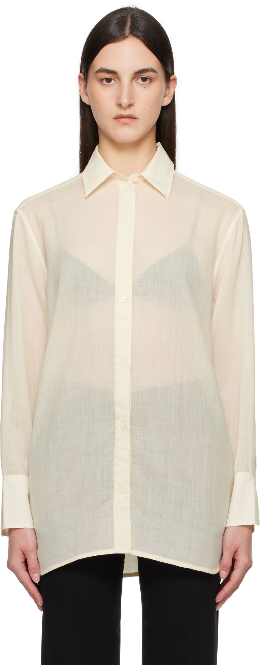 Skjorte TOTEME TOTEME Relaxed Voile Shirt Beige | 251-WRT1415-FB0332