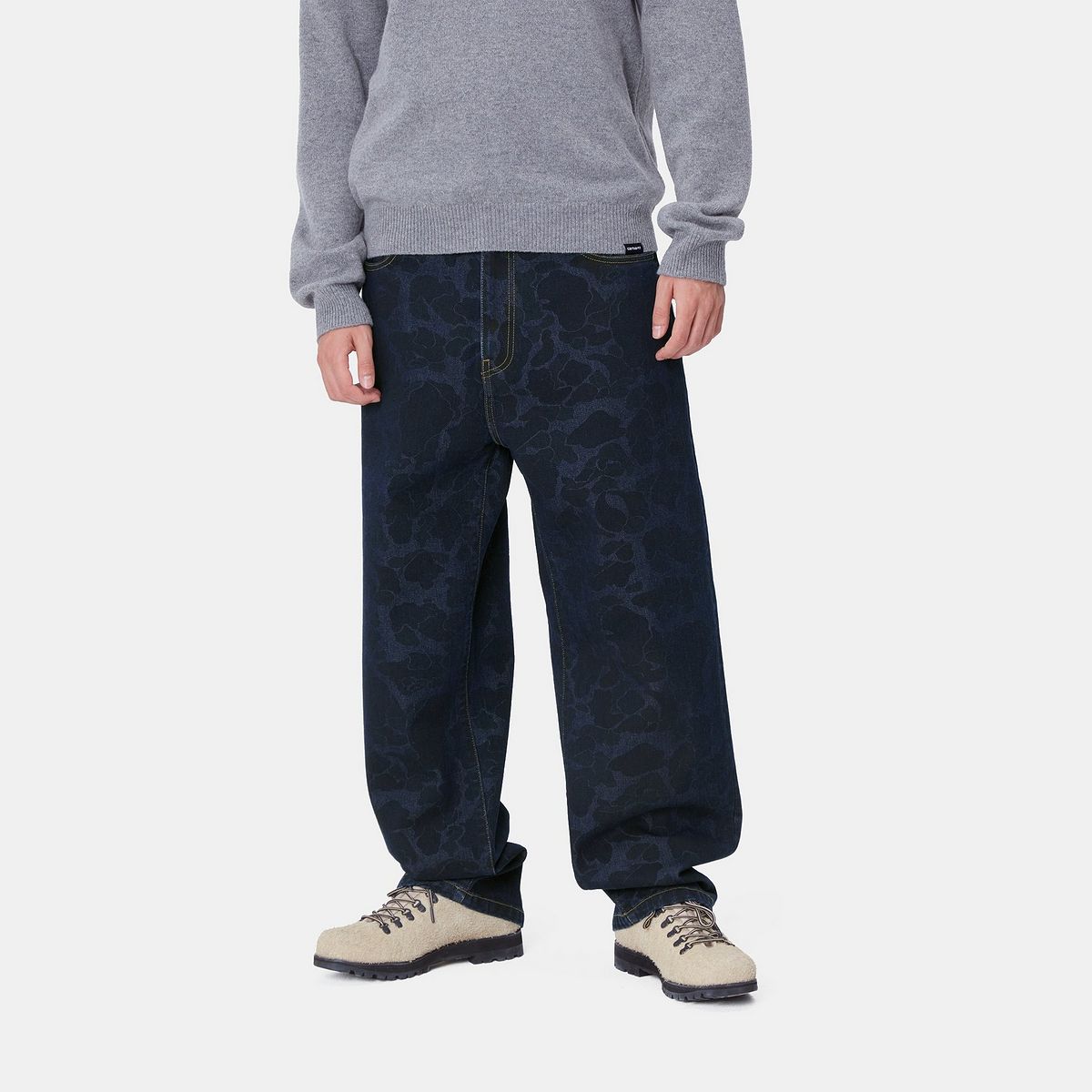 Jeans Carhartt WIP Relaxed Fit Printed Cotton Canvas Pants Blå | I033755_3, 0