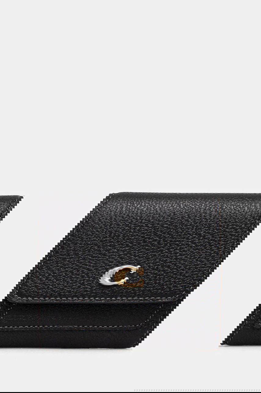 Tegnebog Coach Pebbled Leather Mini Flap Wallet Sort | CAO13, 0