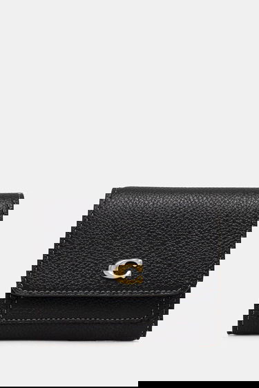 Tegnebog Coach Pebbled Leather Mini Flap Wallet Sort | CAO13, 0