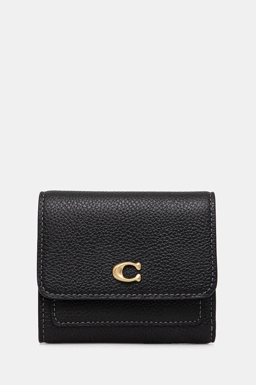 Tegnebog Coach Pebbled Leather Mini Flap Wallet Sort | CAO13