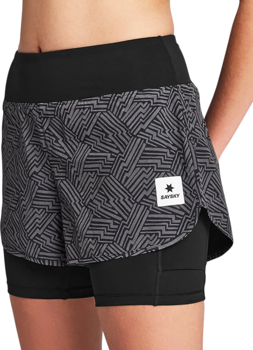 Shorts Saysky Reflective Pace Patterned 2-in-1 Running Shorts 3" Flerfarvet | owrsh23c1050-owrsh23c1050