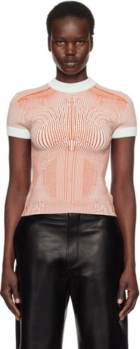Jean Paul Gaultier Morphing Pinstripes Jacquard Knit T-Shirt