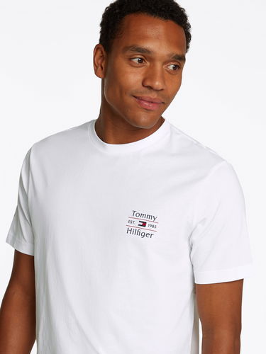 T-shirt Tommy Hilfiger Tommy Hilfiger Stack T-Shirt Hvid | MW0MW38622YBR, 3