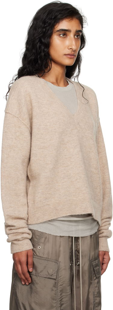 Sweater Rick Owens Rick Owens Tommy V-Neck Sweater Beige | RP02E4650 KWP, 1