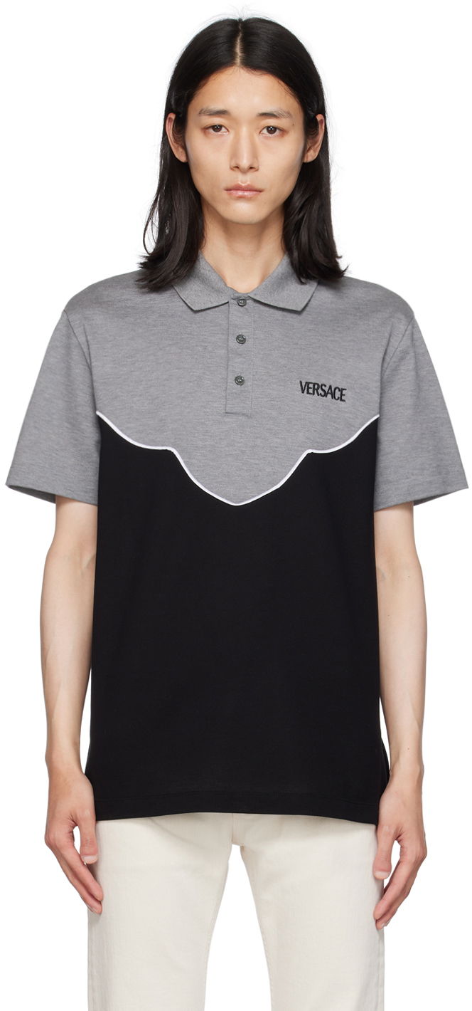 Polo skjorte Versace Embroidered Polo Tee Grå | 1010609_1A07643, 0