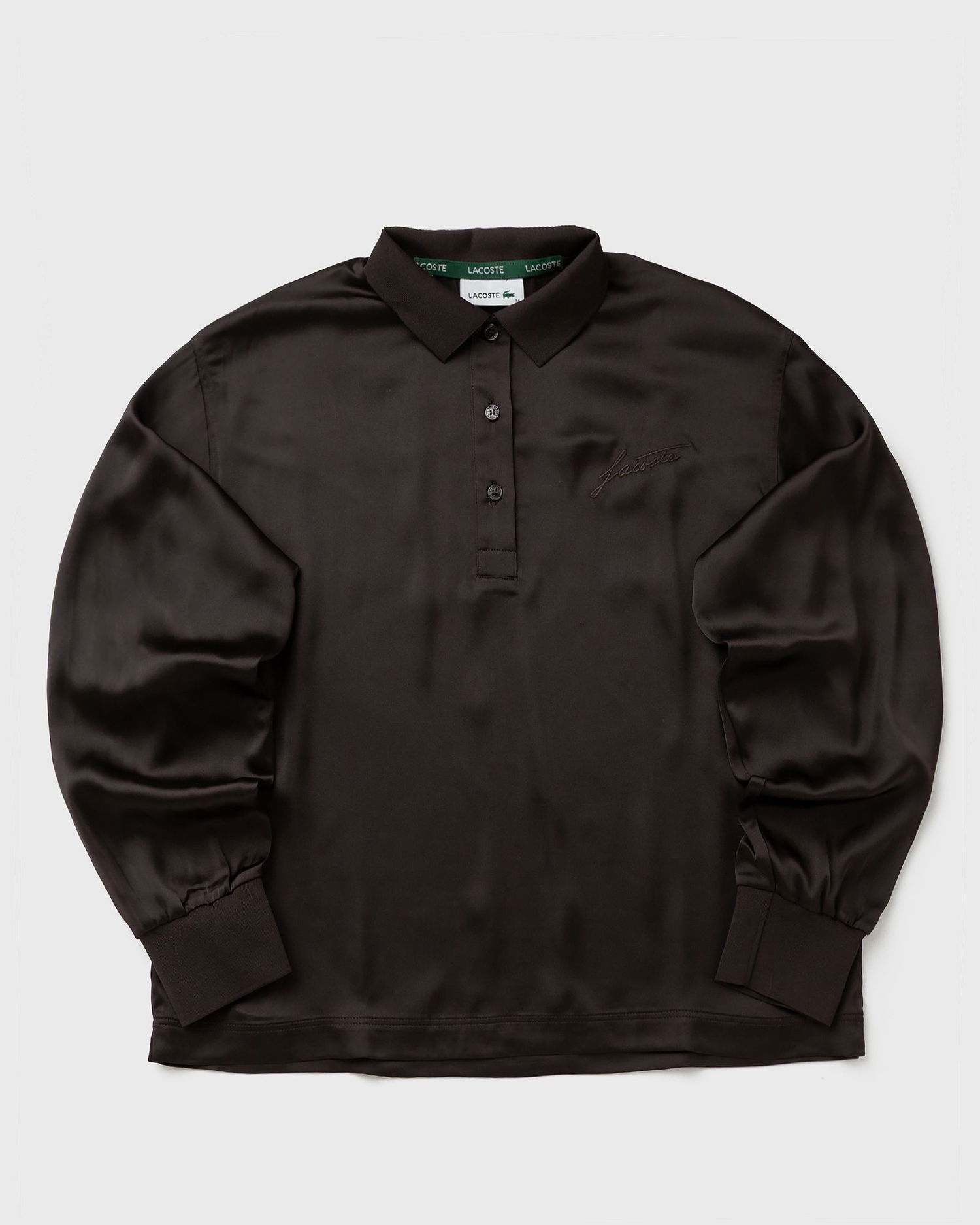 Polo skjorte Lacoste Satin-Finish Long-Sleeve Polo Shirt Brun | CF5442-SKB, 0