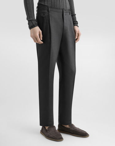 Bukser Dolce & Gabbana Dolce & Gabbana Washed Linen Canvas Cropped Trousers Grå | GV4EEZFU4MFN9833, 3
