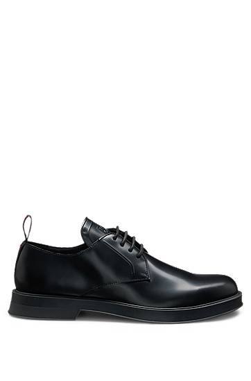 Skopleje BOSS Leather Derby Shoes with Stacked-Logo Tongue Sort | 50548550, 1