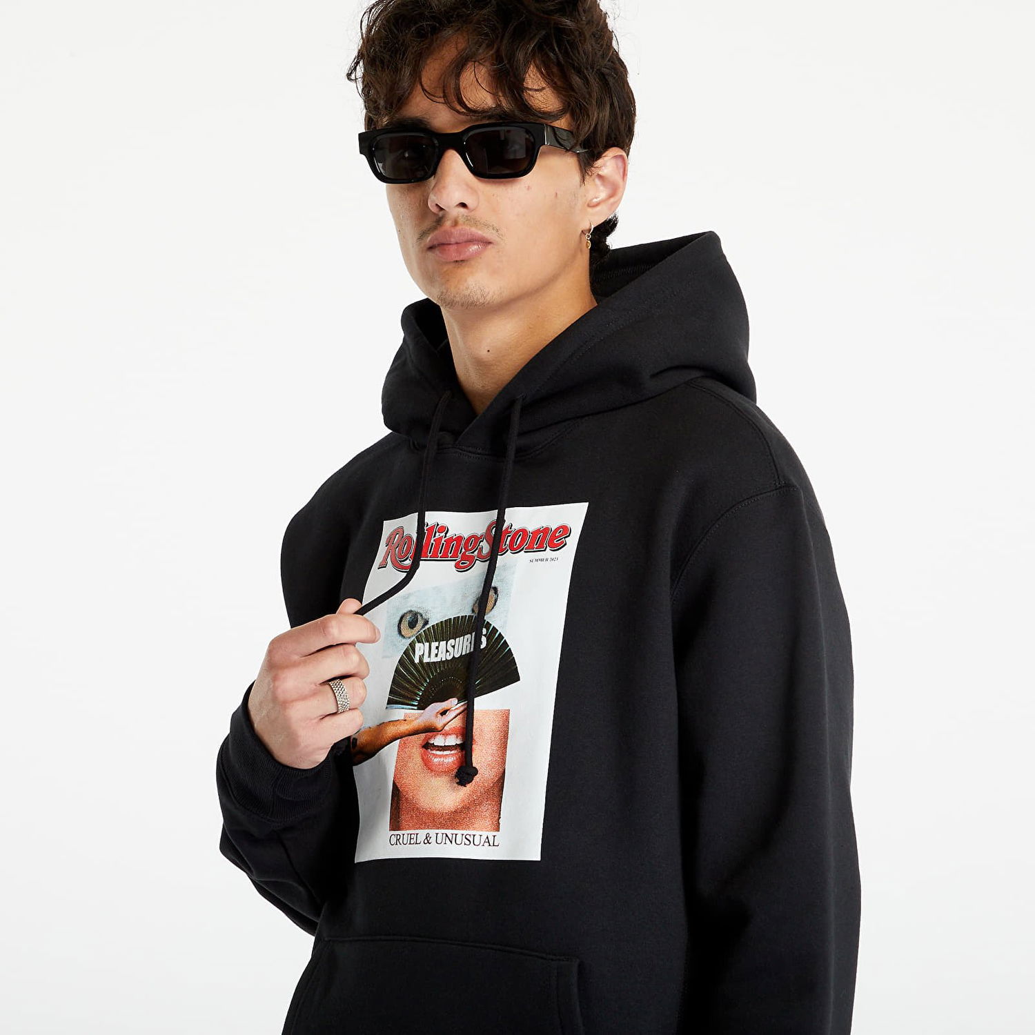 Sweatshirt Pleasures Rolling Stone Hoodie Sort | P23SU055 BLACK, 1