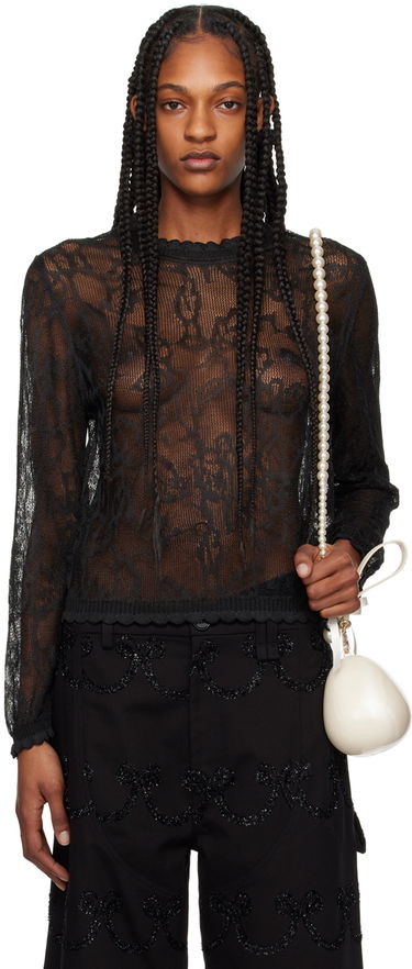 Sweater Simone Rocha Simone Rocha Floral Lace Sweater Sort | SHMK1 0645, 0