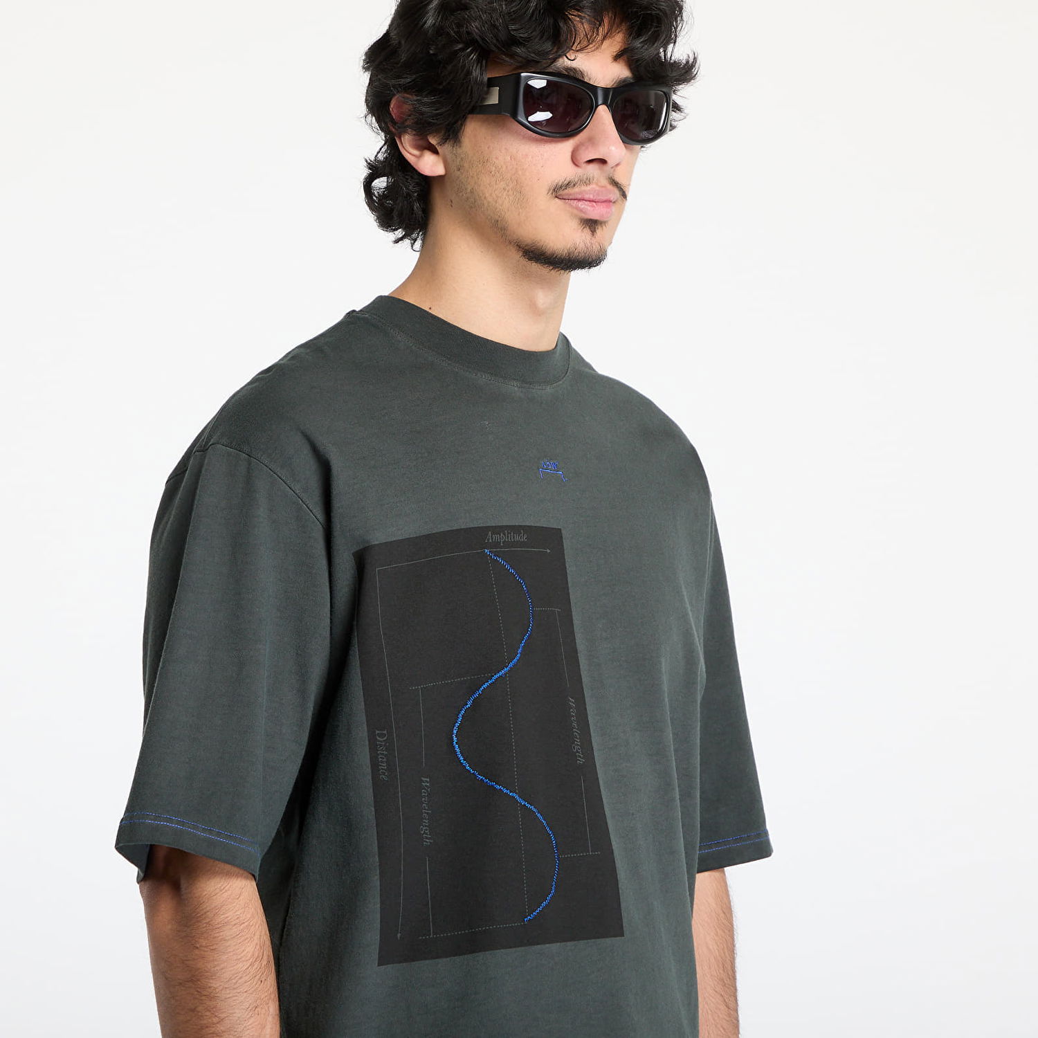 T-shirt A-COLD-WALL* A-COLD-WALL* Waveform T-Shirt Grøn | ACWMTS215 Black, 1