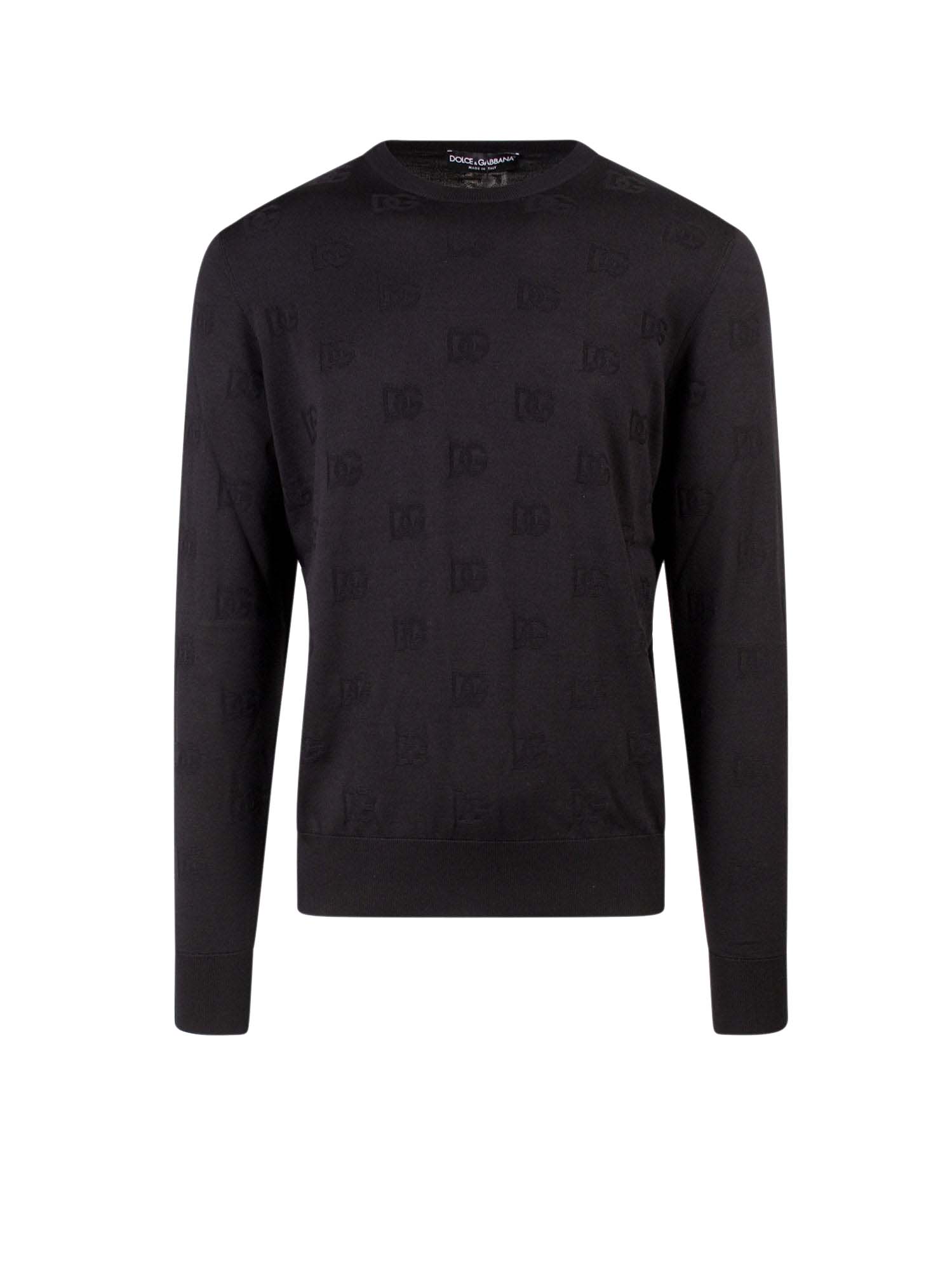 Sweater Dolce & Gabbana Silk All-Over Logo Sweater Black Sort | GXJ79TJAST6#N0000, 0