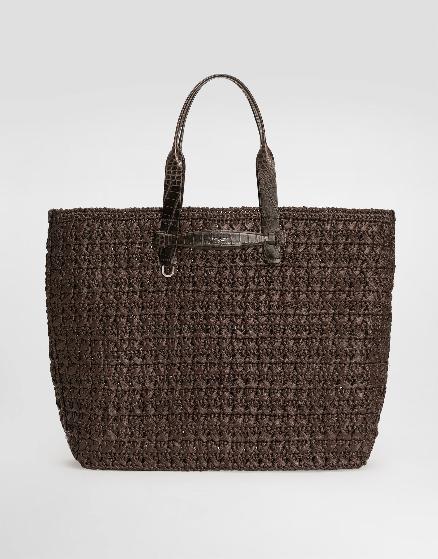Mulepose Dolce & Gabbana Dolce & Gabbana Raffia Crochet Shopper with Crocodile Embossed Handles Onesize Brun | BM2453A9N968C895, 0