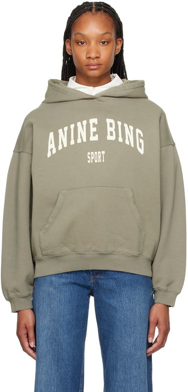 Sweatshirt Anine Bing ANINE BING Women's Harvey Sport Logo Hoodie Grøn | S-08-5185-310, 0