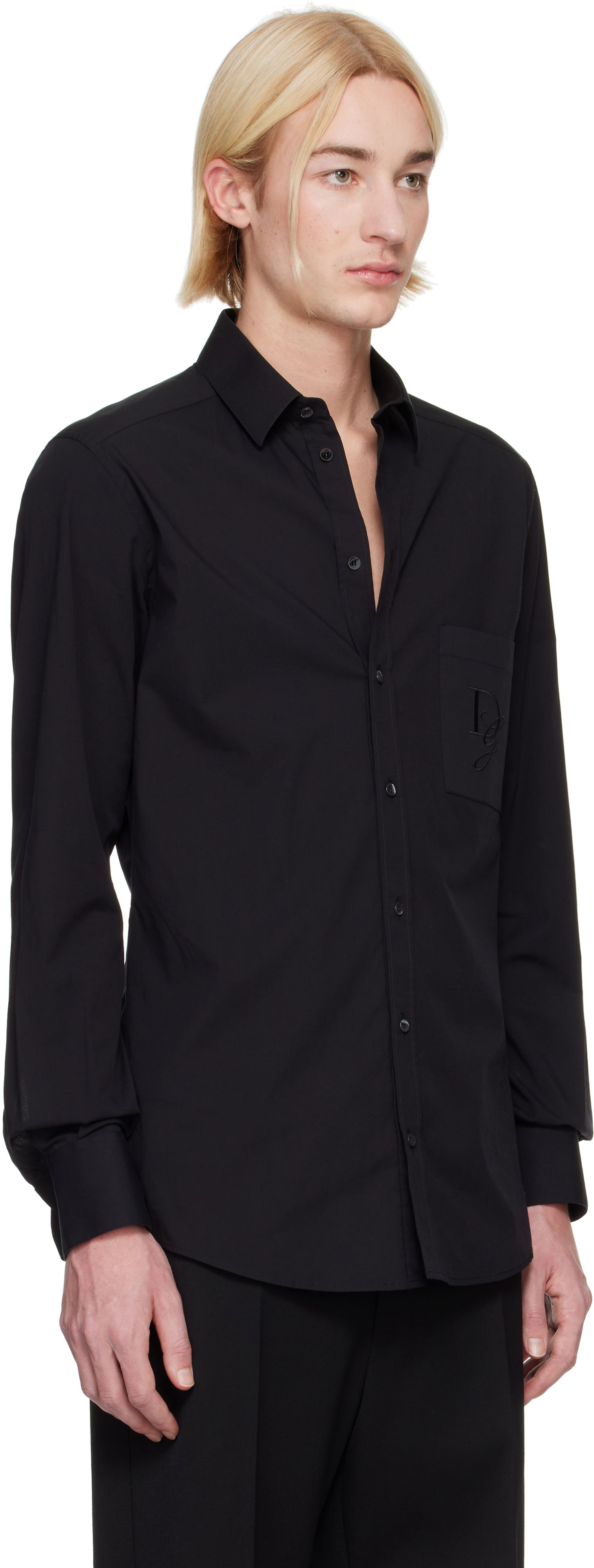 Skjorte Dolce & Gabbana Dolce&Gabbana Shirt With Logo Patch Sort | G5ML0ZFU5EW, 1