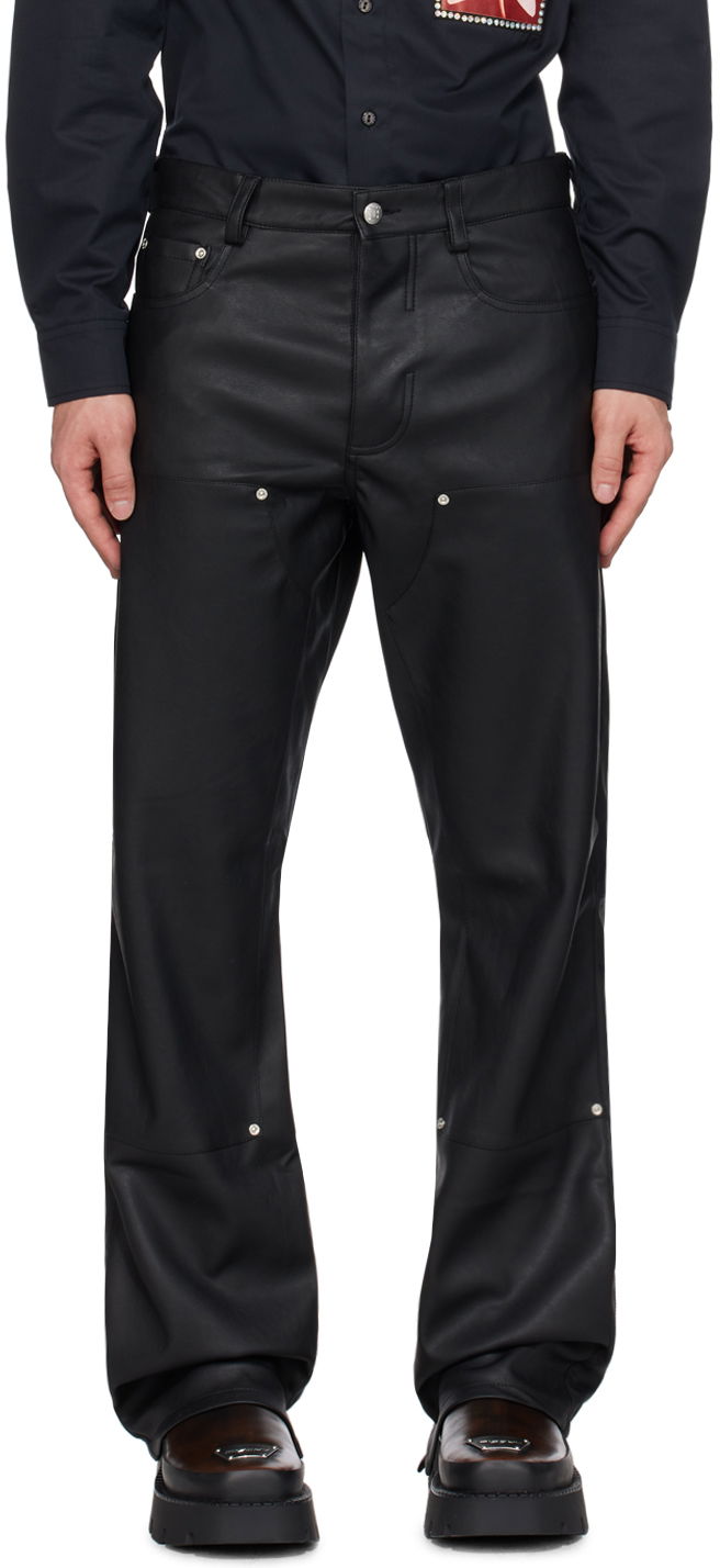 Bukser MISBHV Carpenter Faux-Leather Trousers Sort | 231M311, 0