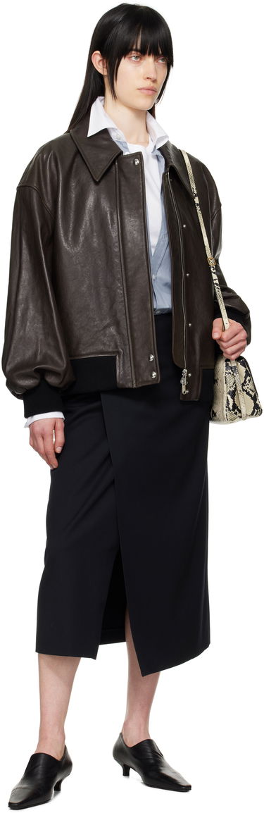 Bomberjakke Khaite Khaite Shelman Leather Jacket Brun | 6166729, 4
