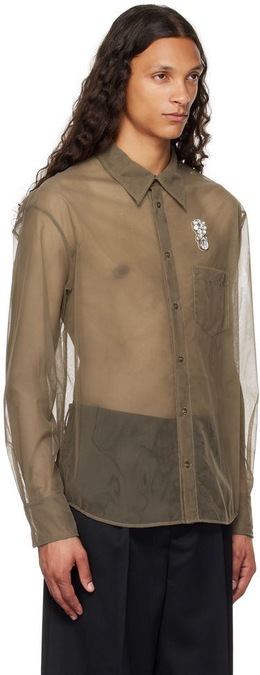 Skjorte Simone Rocha Simone Rocha Sheer Embellished Shirt Grøn | 5289TB 0069, 1
