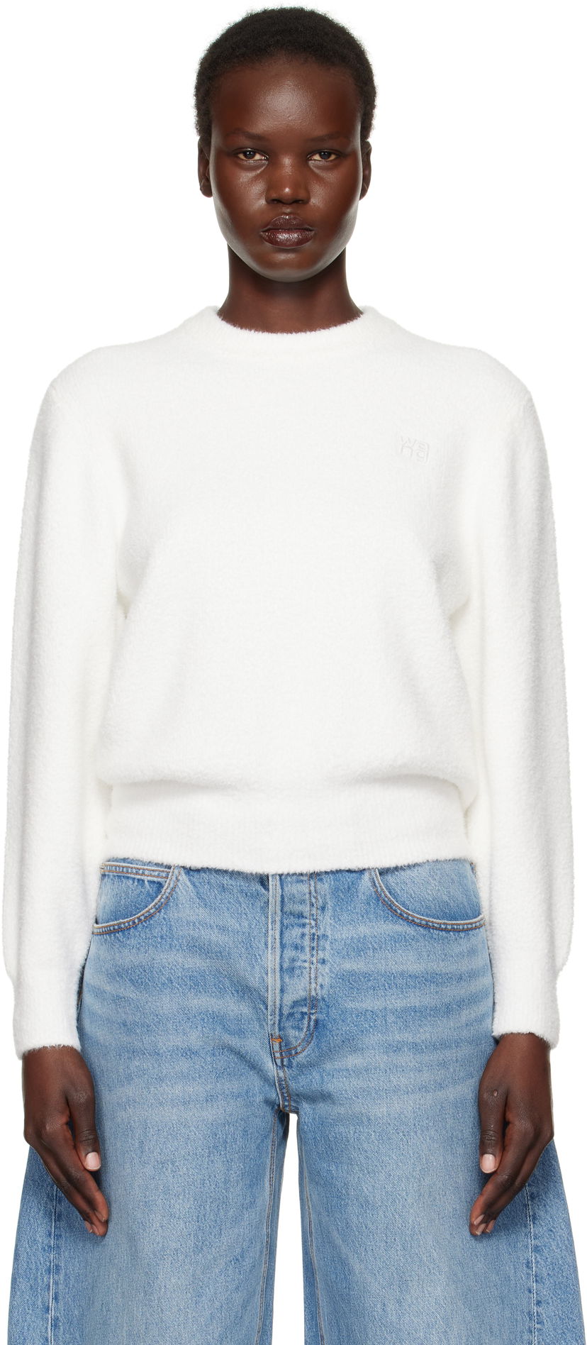 Sweater Alexander Wang Alexander Wang.T Relaxed Embroidered Logo Sweater Hvid | 4KC1251046