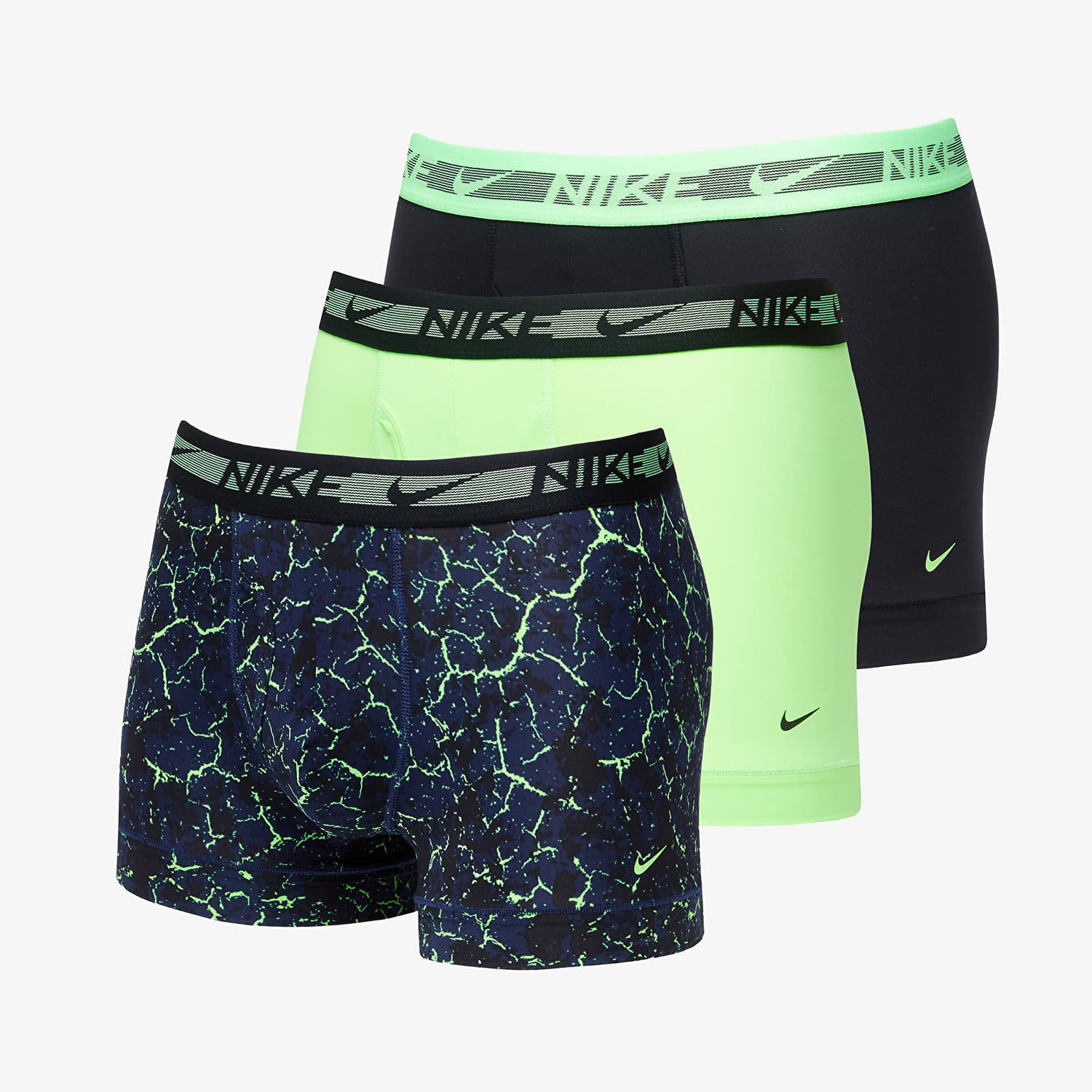 Boksere Nike Ultra Stretch Micro Dri-FIT Boxer 3-Pack Crackle Print/ Lime Blast/ Black Flerfarvet | 000PKE1152-5IM, 0