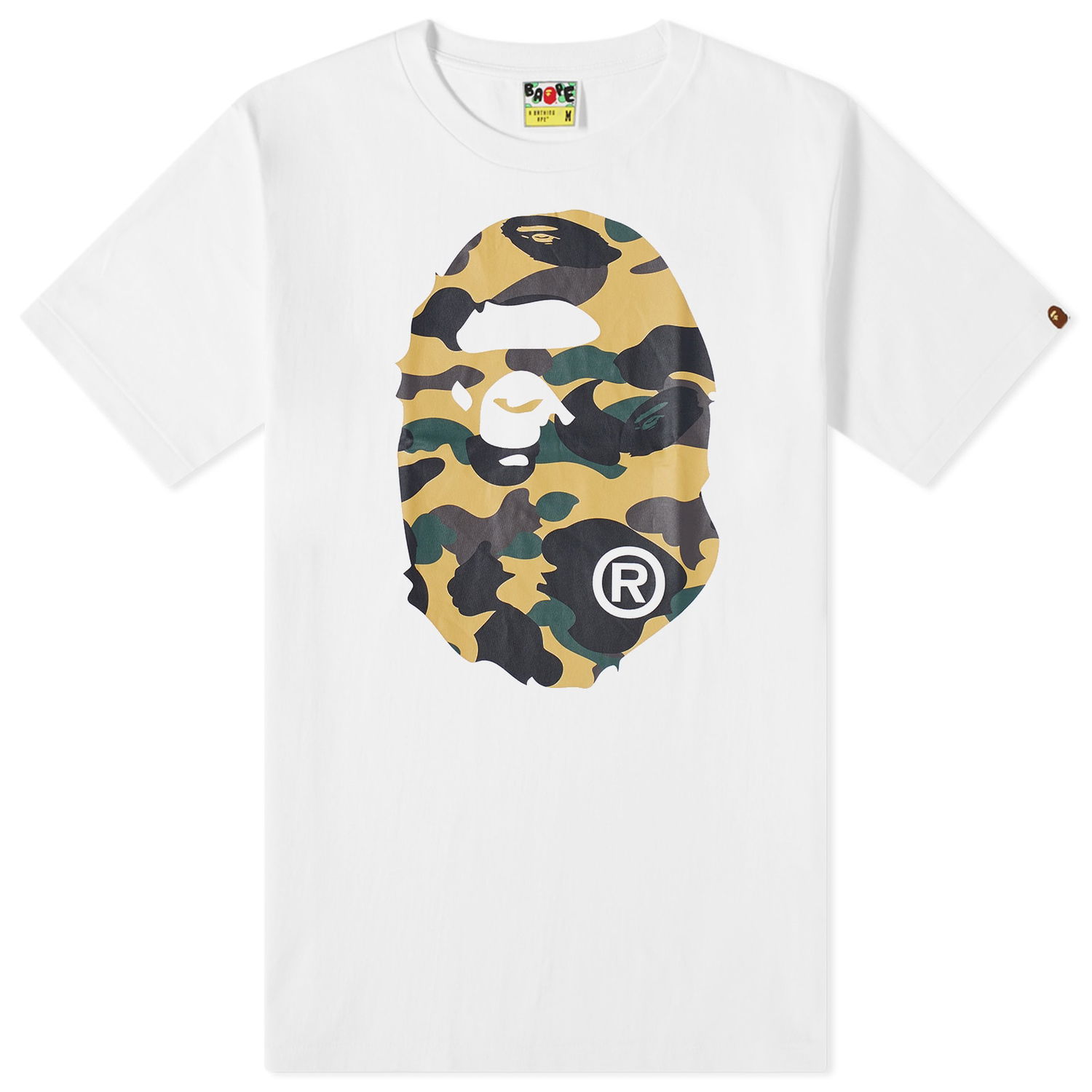 T-shirt BAPE 1St Camo Big Ape Head T-Shirt White/Yellow Hvid | 001TEJ301011M-WHTYLW, 0