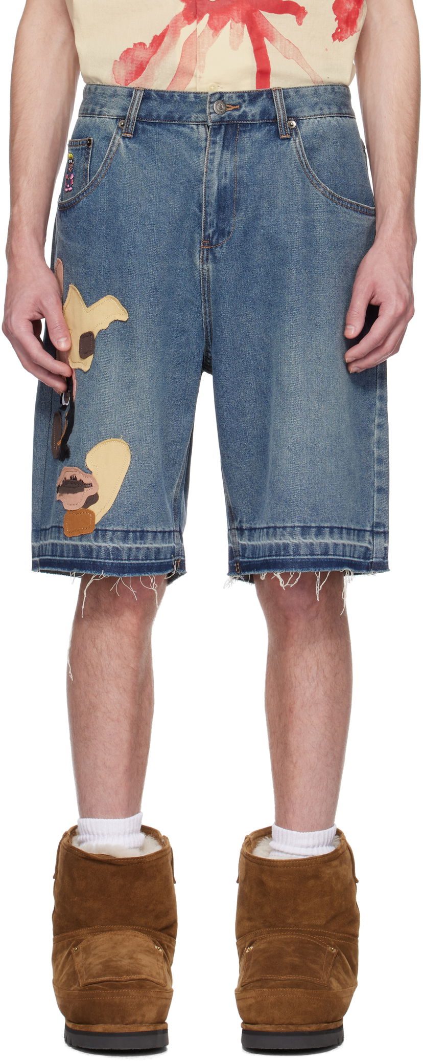 Shorts KidSuper KidSuper Face Patchwork Baggy Denim Shorts Blå | SS25-PT-07