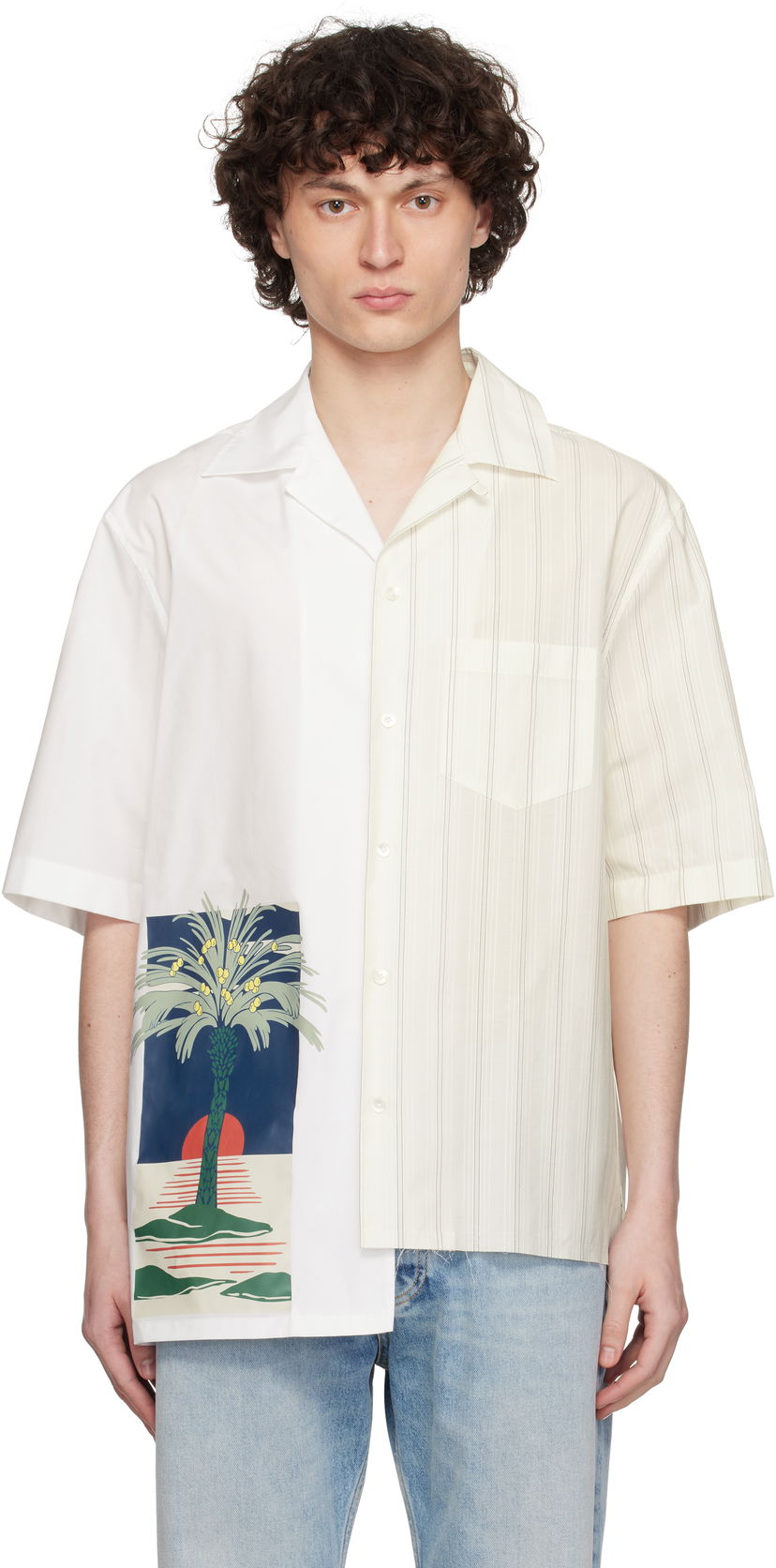 Skjorte LANVIN Lanvin Printed Asymmetric Shirt Hvid | RM-SI0014-6001-P25