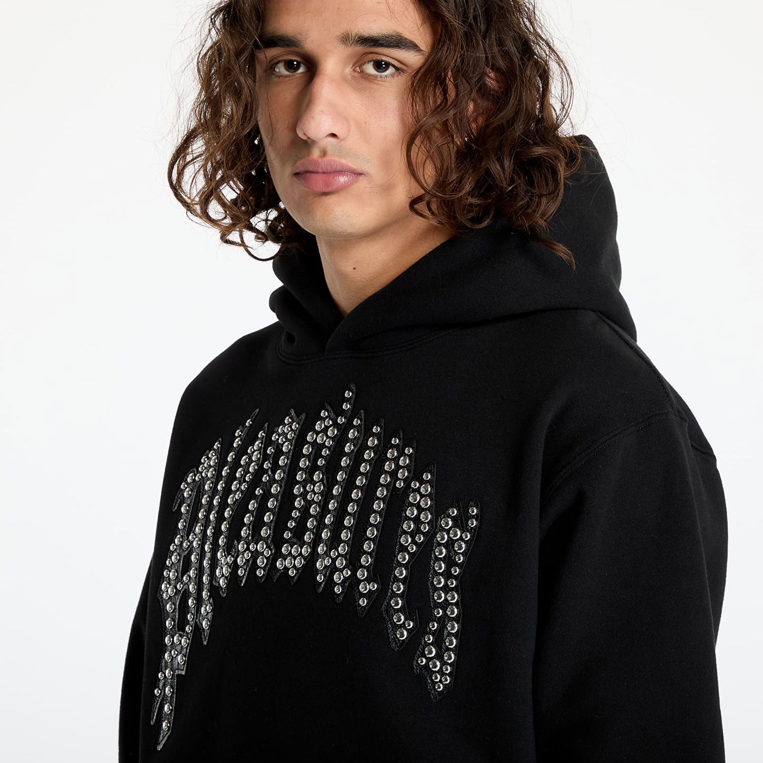 Sweatshirt Pleasures Twitch Studded Hoodie Black Sort | P24F043 BLACK, 1