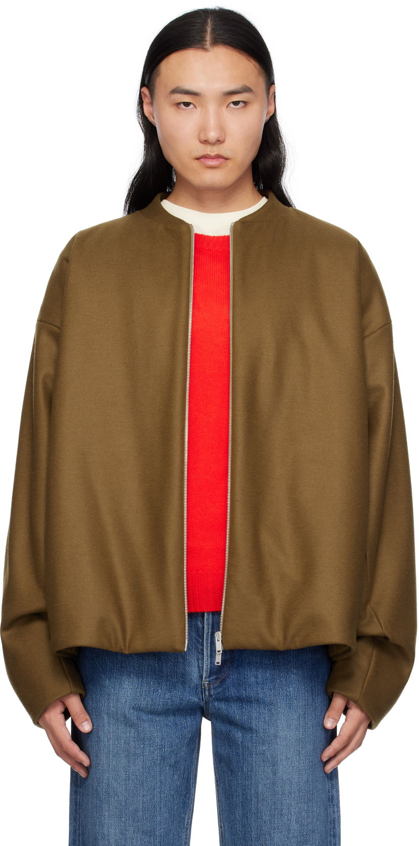 Bomberjakke Jil Sander Zip Up Bomber Jacket Brun | J22BN0225_J40045