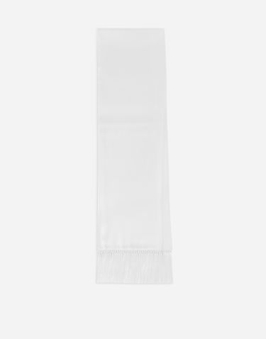 Tørklæde Dolce & Gabbana Silk Satin Scarf With Fringing Hvid | GQ359EFU1AUW0800, 1