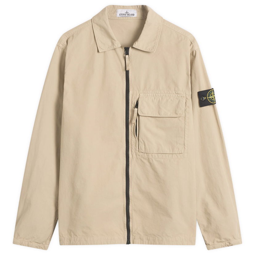 Jakke Stone Island Canvas Weave Cotton Zip Shirt Jacket, Size Large Beige | K2S151200004-V009A