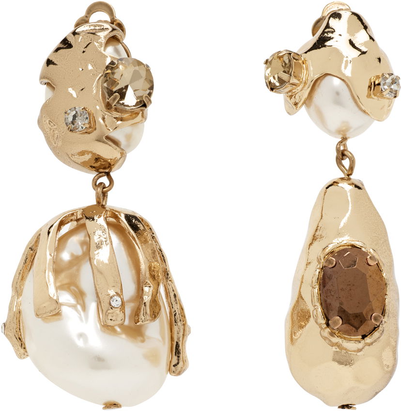 Øreringe Max Mara Weekend Max Mara Bairo Gold-Tone & Faux Pearl Earrings Metalisk | 2525756114600