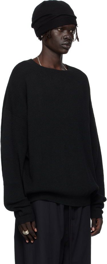Sweater Fear of God Fear of God ESSENTIALS Waffle Knit Long Sleeve Crewneck Sweatshirt Sort | 192SP256160F, 1