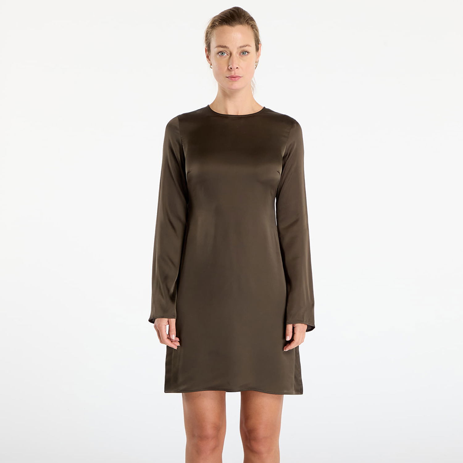 Kjole Samsoe Samsoe Samiley Long-Sleeved Satin Mini Dress Grøn | F25400095_CLR002335, 0